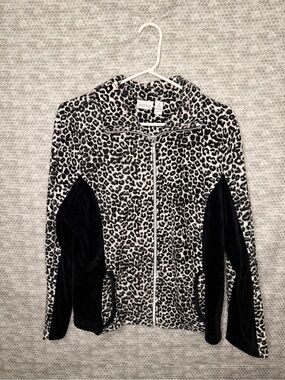 Zenergy by Chico's Women's 2 Full Zip Cheetah Animal Print